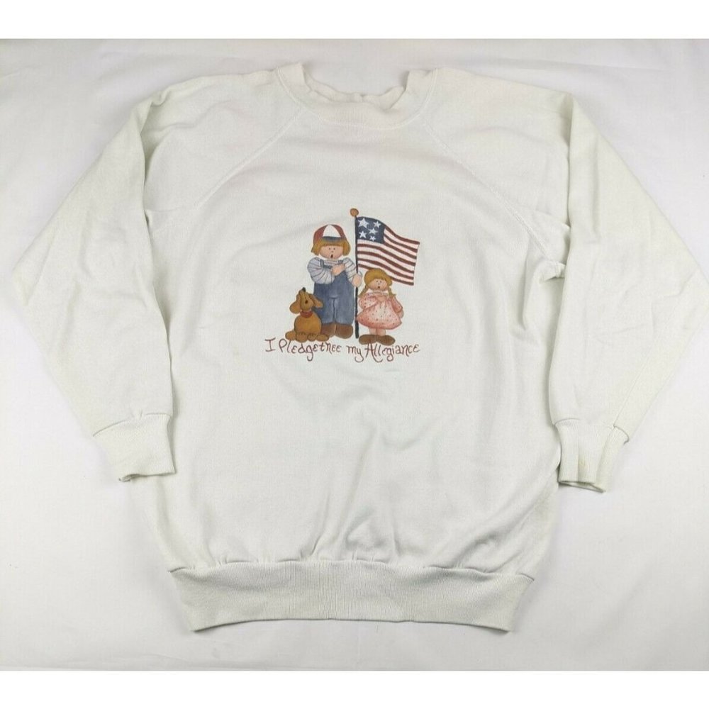 Vintage Women's Pledge Allegiance Sweatshirt MacGregor USA Made Size 2XL XXL